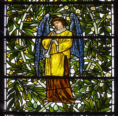 Nun Monkton, St Mary, Morris Marshall & Faulkner & Co, William Morris, Edward Burne-Jones, engel muzikant door Edward and Morris Burne Jones