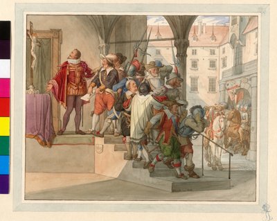 Een Afvaardiging van de Oostenrijkse Protestantse Stands voor Keizer Ferdinand II. 1619 (Sturmverzoek) door Edward von Steinle