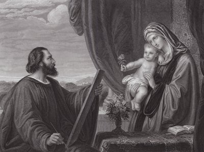 St. Lucas en de Maagd (gravure) door Edward von Steinle