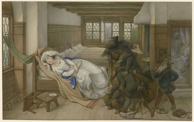 De dwergen vinden Sneeuwwitje slapend, 1874 door Edward von Steinle