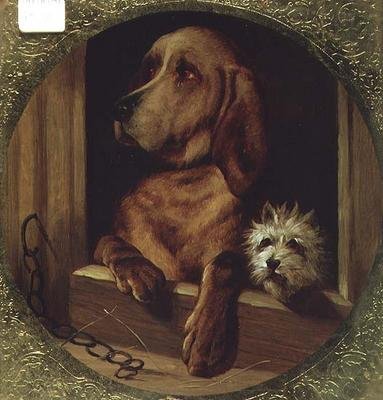 Een gedeelde kennel door Edwin (after) Landseer