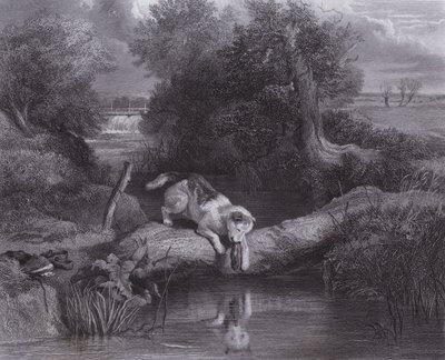 De Hond en de Schaduw door Edwin (after) Landseer