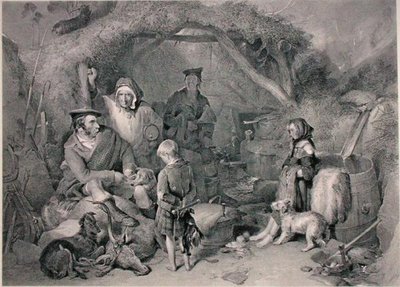 De Highland Whiskey Stokerij, gegraveerd door Robert Graves, gepubliceerd 1876 door Edwin (after) Landseer