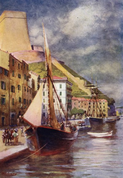 Corsica: De haven, Bonifacio door Edwin Arthur Norbury