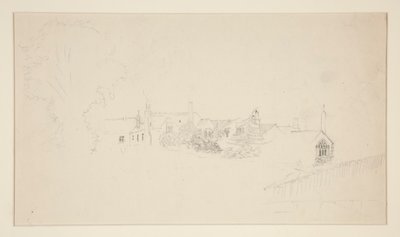 Architectonische studie (recto); Sierlijke schetsen (verso) door Edwin Austin Abbey