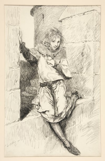 Arthur - Act IV, Scene III, Koning Jan door Edwin Austin Abbey