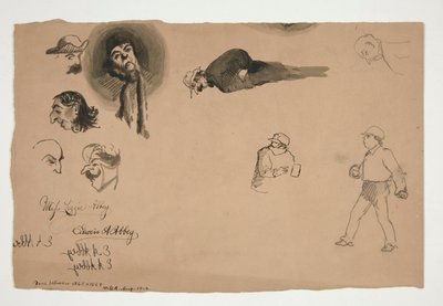 Diverse figuurstudies (recto en verso) door Edwin Austin Abbey