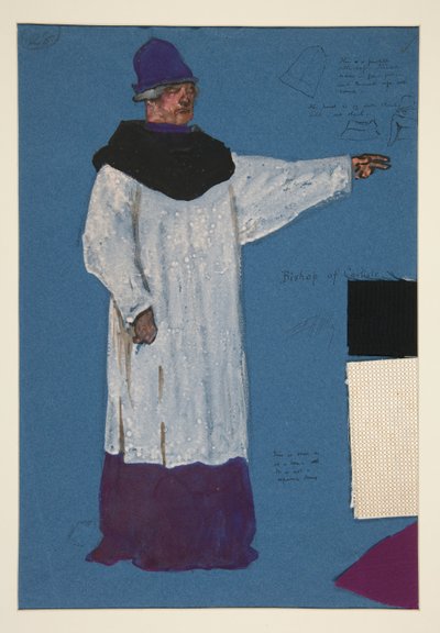 Bisschop van Carlisle, kostuumschets voor Henry Irving door Edwin Austin Abbey