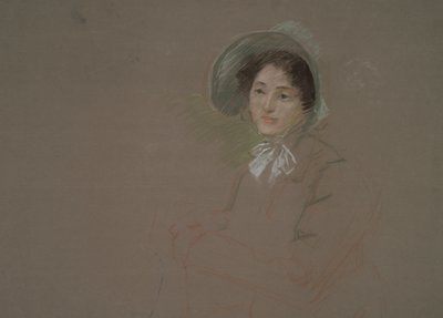 Borstbeeldschets van een vrouw met een hoed door Edwin Austin Abbey