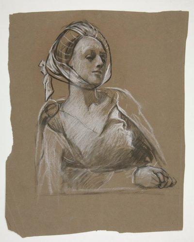 Borstbeeld van een vrouw: studie voor door Edwin Austin Abbey