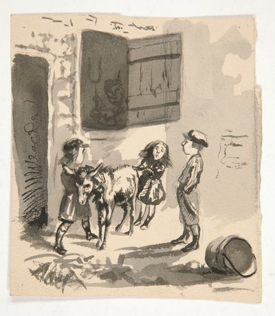 Kinderen met ezel door Edwin Austin Abbey