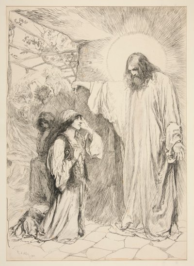 Christus en Maria Magdalena door Edwin Austin Abbey