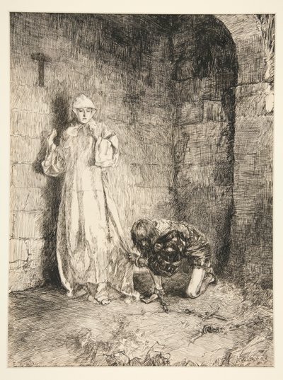 Claudio en Isabella - Act III, Scene I, Measure for Measure door Edwin Austin Abbey