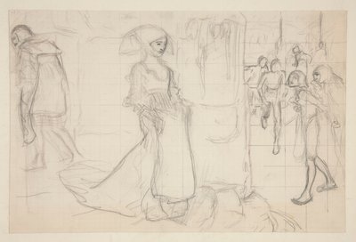 Compositiestudie voor het schilderij Faust en Margaret door Edwin Austin Abbey