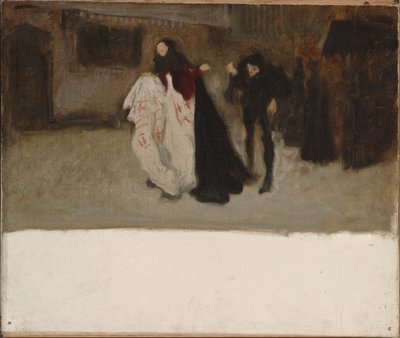 Compositorische studie, voor Richard, hertog van Gloucester, en Lady Anne door Edwin Austin Abbey