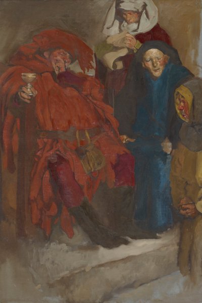 Compositorische Studie, mogelijk voor De Vrolijke Vrouwen van Windsor door Edwin Austin Abbey