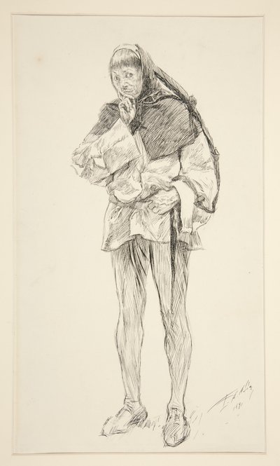 Costard, uit Act I, Scene i, Liefde door Edwin Austin Abbey