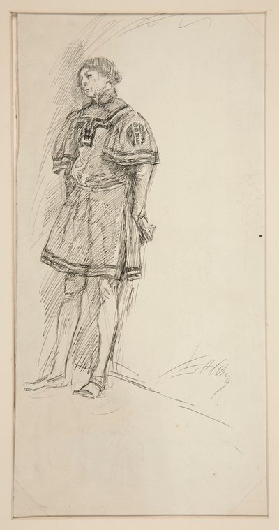 Kostuumstudie voor Twee Heren van Verona (?) door Edwin Austin Abbey