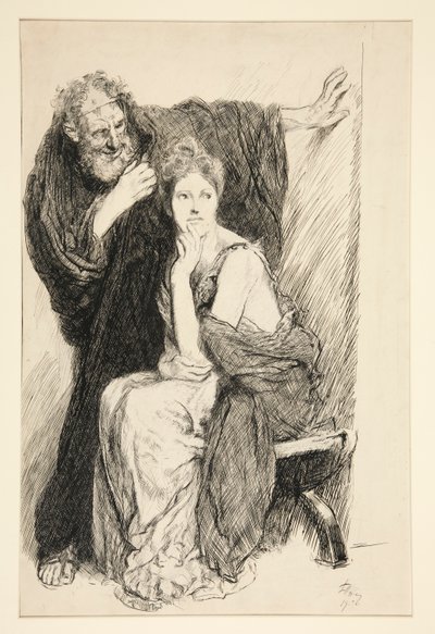 Cressida en haar oom, uit Troilus en Cressida door Edwin Austin Abbey
