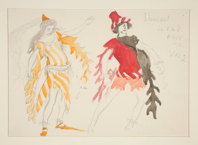 Dansers, kostuumschets voor Henry Irving door Edwin Austin Abbey