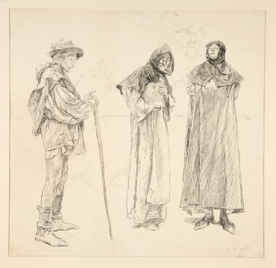 Dull, Sir Nathaniel, Holofernes, uit Act IV, Scene ii, Love door Edwin Austin Abbey