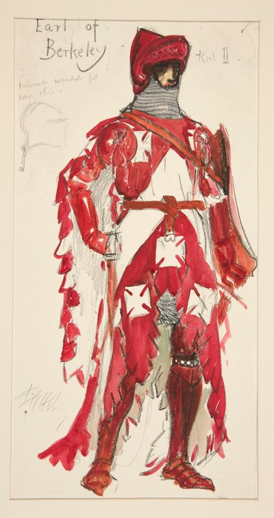 Earl of Berkeley, kostuumschets voor Henry Irving door Edwin Austin Abbey