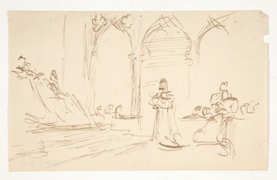 Vroege studie voor door Edwin Austin Abbey