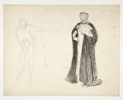 Vroege studie voor Koning Jan door Edwin Austin Abbey