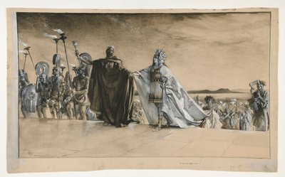 Enter Theseus, illustratie voor Act I, Scene i, Midzomernachtsdroom door Edwin Austin Abbey
