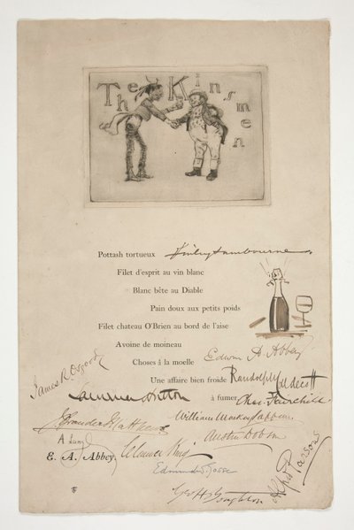 Ets door E.A. Abbey: De verwanten - (illustratie bij een Frans vers) door Edwin Austin Abbey