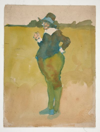 Dikke man in landschap door Edwin Austin Abbey