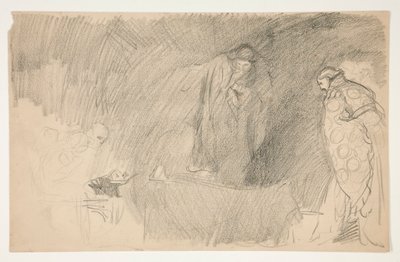 Figuur in rust, schets voor een ongeïdentificeerd Shakespeare toneelstuk door Edwin Austin Abbey