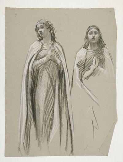 Figurenstudies voor De Gouden Boom (?), uit De Zoektocht naar de Heilige Graal (een serie van vijftien schilderijen voor de Boston Public Library, voltooid in 1901) door Edwin Austin Abbey