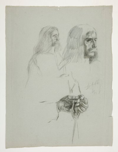 Figurenstudies voor een van de muurschilderingen uit De zoektocht naar de Heilige Graal (een serie van vijftien schilderijen voor de Boston Public Library, voltooid in 1901) door Edwin Austin Abbey