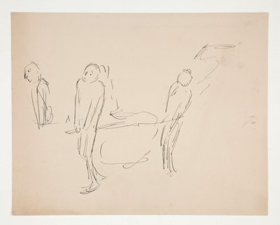 Figurenstudie - twee mannen dragen een brancard door Edwin Austin Abbey