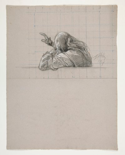 Figurenstudie voor Koning Arthur door Edwin Austin Abbey