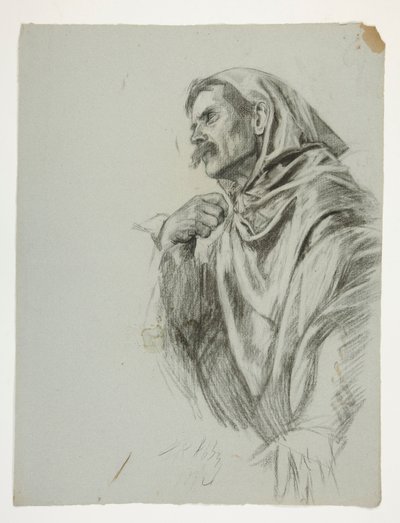 Figurenstudie voor Koning Arthur door Edwin Austin Abbey