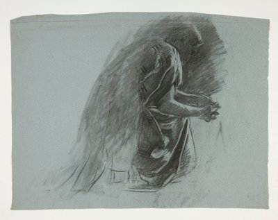 Figurenstudie voor Sir Lancelot en Sir Bors die Galahad zijn sporen geven, uit De Zoektocht naar de Heilige Graal (tweede van een serie van vijftien schilderijen voor de Boston Public Library, voltooid in 1901) door Edwin Austin Abbey