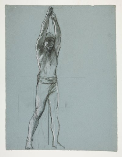 Figurenstudie voor De Geest van Vulcan, Genius van de Arbeiders in IJzer en Staal, capitool rotunda, Harrisburg, Pennsylvania door Edwin Austin Abbey