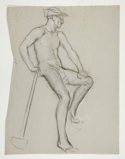 Figurenstudie voor De Geest van Vulcan, Genius van de Arbeiders in IJzer en Staal, capitool rotunda, Harrisburg, Pennsylvania door Edwin Austin Abbey