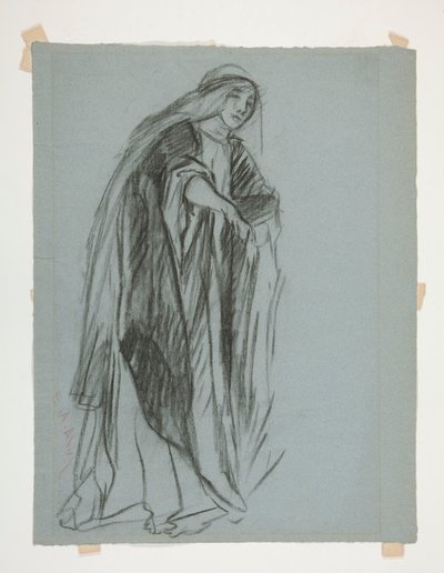 Figurenstudie voor het Kasteel van de Maagden, uit De zoektocht naar de Heilige Graal (een serie van vijftien schilderijen voor de Boston Public Library, voltooid in 1901) door Edwin Austin Abbey