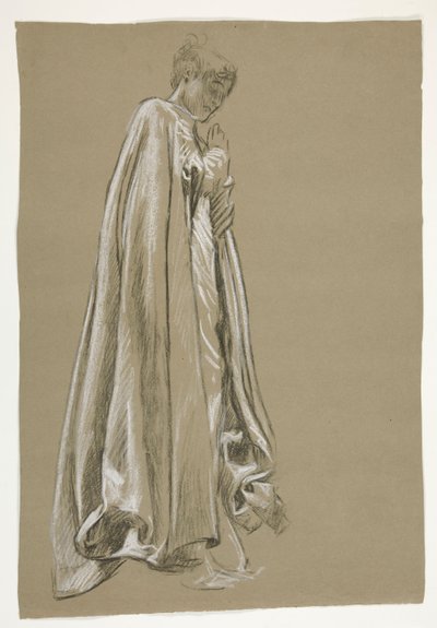 Figurenstudie voor de jeugd van Galahad(?), uit De zoektocht naar de Heilige Graal door Edwin Austin Abbey