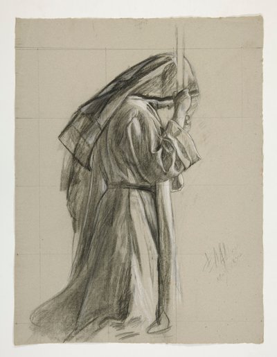 Figurenstudie voor de ridderslag van Sir Galahad, uit De zoektocht naar de Heilige Graal door Edwin Austin Abbey