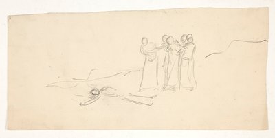 Figuren, schets voor een niet-geïdentificeerd Shakespeare-stuk door Edwin Austin Abbey