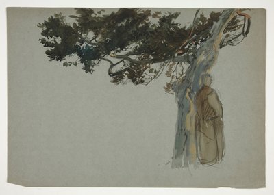 Figuren onder een boom - (niet-geïdentificeerde illustratie) door Edwin Austin Abbey