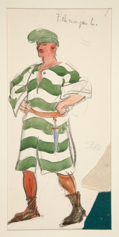 Visboer, kostuumschets voor Henry Irving door Edwin Austin Abbey