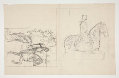 Galahad Vertrekt, studie voor De Zoektocht naar de Heilige Graal (serie van vijftien schilderijen voor de Boston Public Library, voltooid in 1901) door Edwin Austin Abbey
