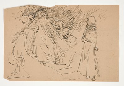 Galahad en de Gevangengenomen Deugden, studie voor De Zoektocht naar de Heilige Graal (serie van vijftien schilderijen voor de Boston Public Library, voltooid in 1901) door Edwin Austin Abbey