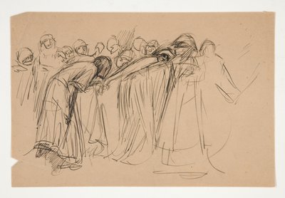 Galahad en de Gevangen Deugden, studie voor De Zoektocht naar de Heilige Graal (serie van vijftien schilderijen voor de Boston Public Library, voltooid in 1901) door Edwin Austin Abbey