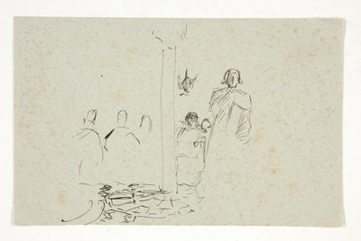 Galahad bij het Kasteel, studie voor De Zoektocht naar de Heilige Graal (serie van vijftien schilderijen voor de Boston Public Library, voltooid in 1901) door Edwin Austin Abbey